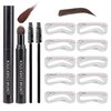 Eye-Brow Stamp Stencil Kit, Waterproof Brow Stamp Shaping Kit Eyebrow Definer, Eyebrow Filling Powder Stamp, Eye Brow Stamping Kit with 10 Eyebrow Stencils, 2 Eyebrow Brushes for Women (Dark Brown)
