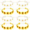 8 Pieces Sunflower Crown Hair Wreath Daisy Flower Headbands Hippie Headbands Adjustable Floral Bridal Headpiece for Hippie Party Wedding Festivals Photo Props (White, Yellow)