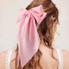 Atoden Pink Hair Bows 4Pcs Silky Satin Hair Ribbons Cute Coquette Bows Oversized Long Tail Bow Hair Barrettes Metal Clips Big Bowknot Hair Accessories for Women Teen Girl Gifts Trendy Stuff