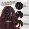 BARSDAR Red Ponytail Extension - 18 Inch Claw Clip Ponytail Hair Extensions for Women - Curly Wavy Multi Layered Synthetic Clip in Ponytail Hairpieces Daily Party Halloween - Dark Burgundy