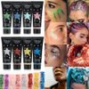 Gl-Turelifes Face Body Glitter Gel Sequins for Eyes, Lips,Hair, Nail, Face and Body - Mermaid Flakes Chunky Glitter Festival Accessory 30ml (#01 Green)