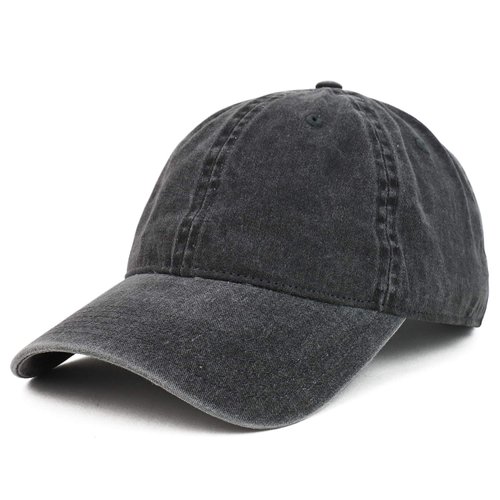 Armycrew XXL Oversize Big Washed Cotton Pigment Dyed Unstructured Baseball Cap - Black