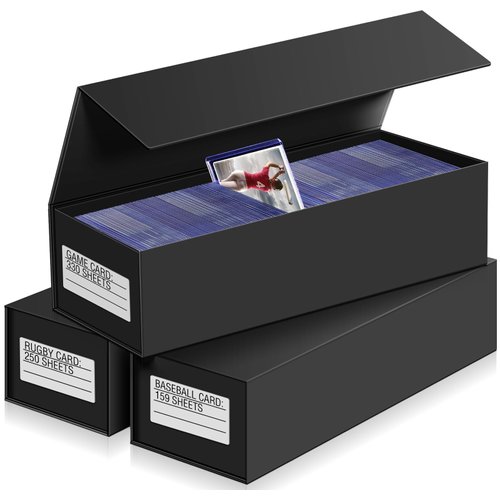 Kitoyz Trading Card Storage Boxes,Magnetic Closure Card Storage Box,Toploaders Storage Box Fits 1200 Cards Or 200 Toploaders,Compatible with Game Card(3 PACK)