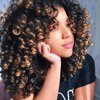 YOSILADY Brown Curly Wigs for Black Women Short Curly Wig with Bangs Soft Loose Curly Wigs for Women Synthetic Fiber Glueless Hair for Daily (Brown)