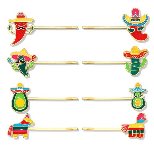 Vokone Mexican Fiesta Hair Clip for Women Enamel Colorful Sombrero Donkey Boppy Pins Clip Hair Barrette Hair Accessories (Donkey,Avocado,Cactus,Pepper)