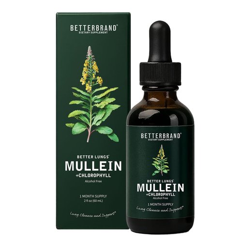 Betterbrand Mullein Drops for Lungs – Mullein Leaf Extract with Chlorophyll Liquid – Respiratory Support, Lung Detox Formula & Chlorophyll Drops – Natural Herbal Tincture, 1 Month Supply