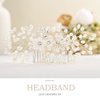 Foyte Flower Bride Wedding Hair Comb Crystal Leaf Bridal Headpieces Rhinestone Hair Pieces Pearl Bridesmaid Side Combs Hair Accessories for Women (pearl)