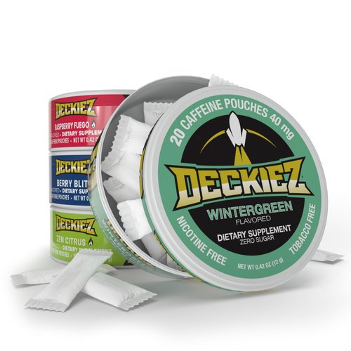 Deckiez Caffeine Pouches, 4 Cans (80 Pouches), Pre Workout Pouches, Coffee Pouches & Energy Drink Alternative, 40mg Caffeine per Pouch, Sugar Free Caffeine Supplement, Foursome Variety Pack