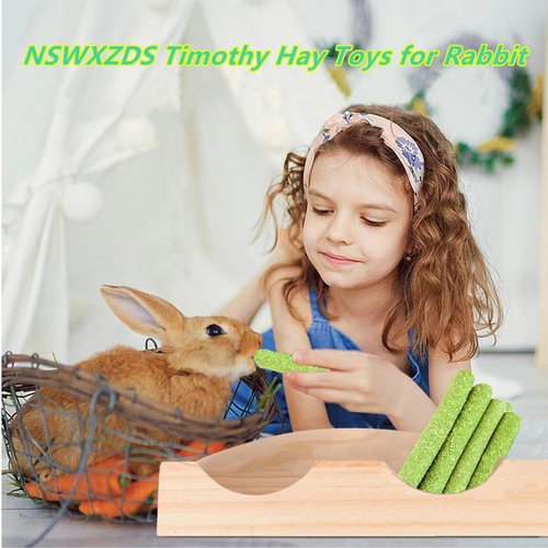 NSWXZDS 48PCS Rabbit Toys, Bunny Chews Timothy Hay Stick Guinea Pig Food, Hamster Toys for Teeth Grinding, Rabbit Alfalfa Treat, Rodent Molar Snack for Chinchilla Squirrel Gerbil Hedgehog Chipmunk