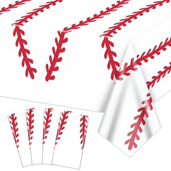 Hegbolke 4 Pack Baseball Tablecloths - Baseball Party Table Cover Rectangular Baseball Pattern Table Cloth for Kids Sports Baseball Birthday Party Supplies, 86.6" x 51.2"