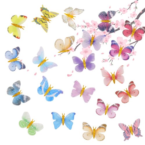 Butterfly Hair Clips, CIEHER 20 Pieces Butterfly Barrettes Glitter Double Butterfly Clips for Women Girls 3D Butterfly Hair Clip Small Hair Clips Y2K Hair Clips Butterfly Hair Accessories