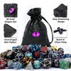 Haxtec Mystery Dice Bag with Metal Dice Set Dragon Eye Dice Pouch Drawstring PU Leather Dice Holding D&D Dice Dungeons and Dragons Accessories DND Gifts Stocking Stuffers