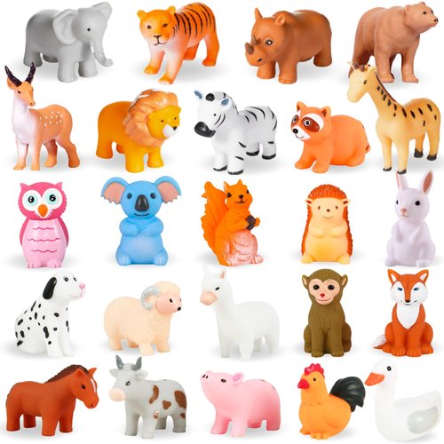 WQTHE Baby Bath Toys, for Infants 6-12& Toddlers 1-3, No Hole Bathtub Toys (Animals Big Box Combo, 24 Pcs)
