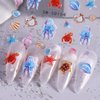 5D Embossed Ocean Nail Stickers Summer Nail Decals Shell Starfish Jellyfish Nail Sticker Nails Stickers Sea Animals Nail Art Stickers Beach Nail Stickers for Nail Art Supplies Ocean Stickers for Nails