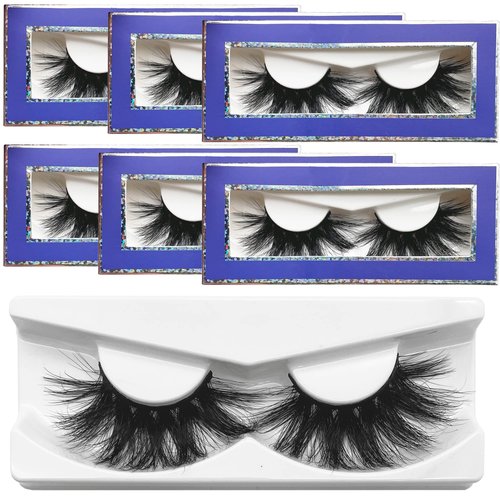 Mink Lashes Bulk 22mm Lashes Fluffy Yasnai Eyelashes, Real Mink Lashes 6 Pairs Pack Wispy Long 9D EyeLashes Wholesale
