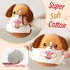 WEWILL 12‘’ Cute Soft Puppy Plush Pillow Drinking Boba Tea Adorable Dog Stuffed Animal Pillow Birthday Valentines for Toddler Kids Boys Girls