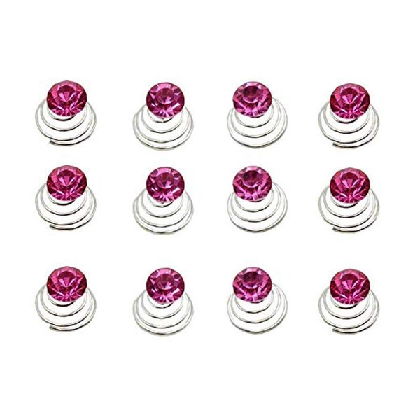 canjoyn 24 Pcs Bridal Gem Spin Hair Pins Swirl Hair Twists Coils Wedding Spiral Twist Hairpins Shiny Rhinestone Crystal Twisters Metal Spiral Updo Prom (Rose)