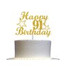 91 Birthday Cake Topper Gold Glitter, Party Decoration Ideas, Premium Quality, Sturdy Doubled Sided Glitter, Acrylic Stick. Made in USA (91st)