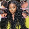 12A 13x6 Deep Wave Lace Front Wigs Human Hair 220% Density 13x6 HD Transparent Frontal Wigs Human Hair for Women Deep Curly Glueless Wigs Human Hair Pre Plucked with Baby Hair Natural Black 26 Inch