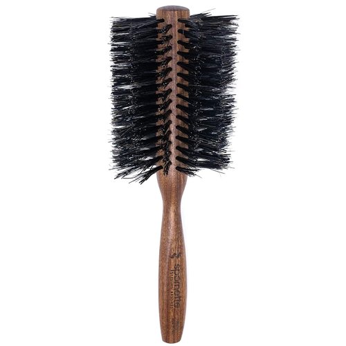 Spornette Italian Rounder 3 Inch (#855) - Round Boar Bristle Brush With Wooden Handle For Blow Drying, Styling, Volumizing, Straightening, Curling Medium To Long Thick, Fine, Curly, Or Straight Hair