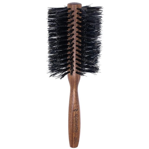 Spornette Italian Rounder 3 Inch (#855) - Round Boar Bristle Brush With Wooden Handle For Blow Drying, Styling, Volumizing, Straightening, Curling Medium To Long Thick, Fine, Curly, Or Straight Hair