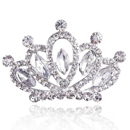 Yean Mini Princess Crown Comb Silver Crystal Tiara Hair Comb Rhinestone Hair Accessories Decorations for Women and Girls (Silver)