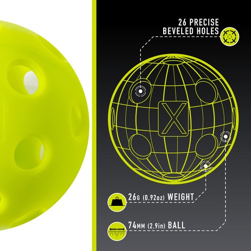 Franklin Sports X-26 Indoor Pickleballs - Indoor Court Pickleball Balls - USA Pickleball (USAPA) Approved Tournament Pickleballs - 3 Pack Inside Pickleballs - Lime Green