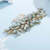 Teyglen Women Dainty Simple Full Rhinestones Mint Blue Bride Wedding Hair Comb Luxurious Hair Accessories Shiny Rhinestones Bridal Side Hair Combs for Women Bride Girls (Mint blue)