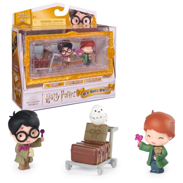 Wizarding World Harry Potter, Micro Magical Moments Action Figures Set with Exclusive Harry, Ron, Hedwig & Display Case, Kids Toys for Ages 6+