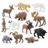 NatureMan North American Animals Set 12PCS Mini Wild Animals Figurines Set cludes Moose Raccoon Cougar, Wolf, Beaver for Children Educational Toy Cake Toppers