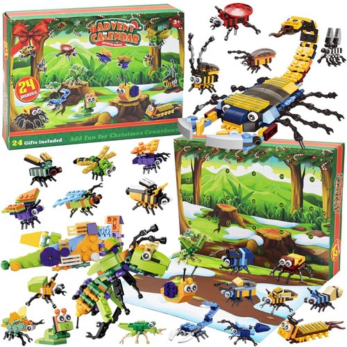 UMEELR 24 Days Christmas Advent Calendars,12 in 1 Insect Mini Building Blocks Christmas Countdown Calendar 2024,Christma Daily Collectible Surprises Stocking Stuffers
