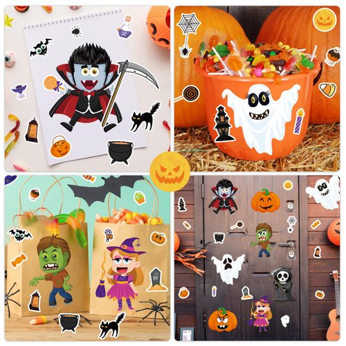 GYGOT 36 Sheets Halloween Stickers for Kids,Halloween Party Favors Stickers,Halloween Craft for Kids Classroom,Halloween Face Stickers for Games Activities Supplies