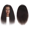 Traininghead 100% Real Hair Mannequin Head Training Head Cosmetology Doll Head Manikin Practice Head Hairdresser With Free Clamp Holder Female (Black Hair A)
