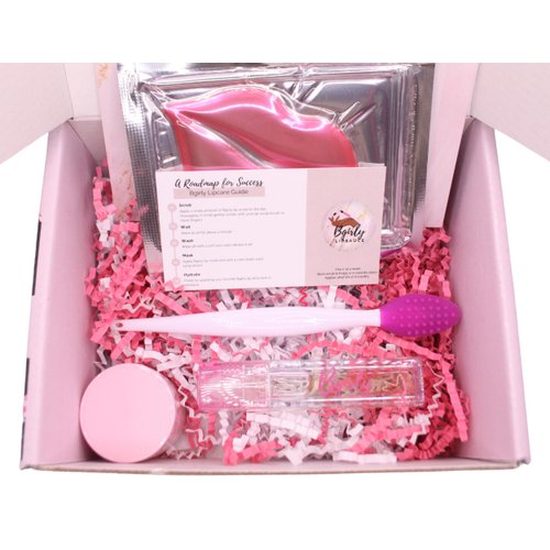 Bgirly Lip Care Kit | Lip Oil & Sugar Lip Scrub Set, Lip Mask, Lip Brush, Cute Gift, Dry Lip Treatment, Skincare Gift, Spa Gift for Women, Gift for Her, Skincare Gift (Raspberry)