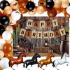 Cowboy Party Decorations, Western Cowboy Balloons Arch Garland Kit Include Cowboy Banner Backdrop Latex Balloons Horse Shaped Aluminum Foil Balloons, Western Theme Baby Shower Birthday Supplies