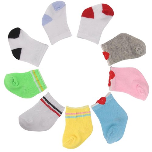 AugFrog 6 Pair Doll Socks Doll Accessory for American 18 Inch Baby Doll, Include 2 Pairs Striped Socks and 2 Two-Tone Socks and 2 Pairs Solid Color Socks Have 9 Types Send by Random
