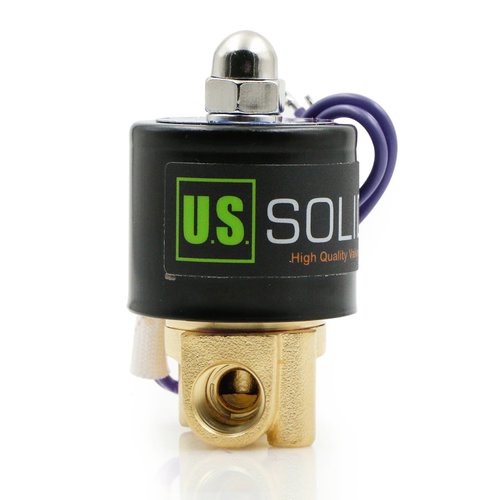 1/4" NPT Brass Electric Solenoid Valve 12VDC Normally Closed VITON (Standard USA Pipe Thread). Solid Brass, Direct Acting, Viton Gasket Solenoid Valve by U.S. Solid.