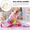 NUOBESTY 10pcs Mini Doll Glasses Metal Wire Rim Frameless Lens Doll Dress up Eyeglasses for Dolls Costume Accessories(Golden)