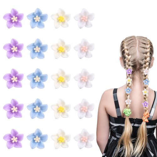 20pcs Mini Flower Hair Clips, Mini Flower Barrettes Cute Small Flower Braid Claw Clips Elegant Tiny Hair Accessories for Women Daily Party Wedding Bridal