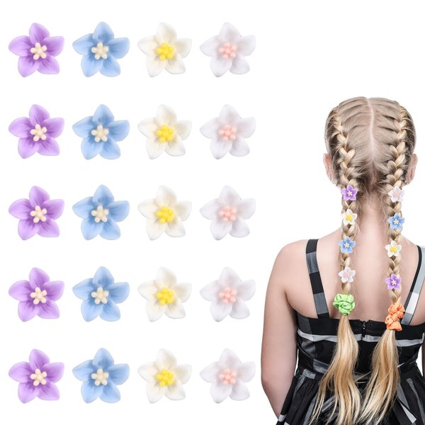 20pcs Mini Flower Hair Clips, Mini Flower Barrettes Cute Small Flower Braid Claw Clips Elegant Tiny Hair Accessories for Women Daily Party Wedding Bridal