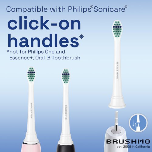 Brushmo Genuine Compact Replacement Toothbrush Heads Compatible with Philips Sonicare HX6023, 8 Pack