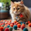 Cat Toy with Colorful Pompom Balls and Ball Launcher - Set of 30 Pieces, Plush Toy Balls for Kitten Training and Play, Silent and High Elastic Interactive Toys for Kitty, Cat Toy for House Cats
