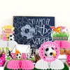 Soccer Birthday Party Decorations for Girls - 8pcs Soccer Honeycomb Centerpiece, Pink Soccer Birthday Party Table Decorations for Football Sports Themed Birthday Baby Shower Party Supplies