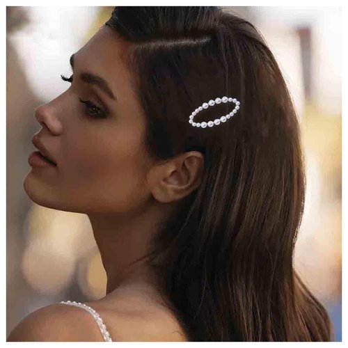 Andelaisi Hair Clip, Silver Circle Pearl Hairpin Clip, Vintage Hollow Circle Hair Barrette, Geome...