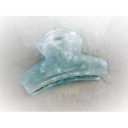 Generic Medium blue marbled acrylic and metal hair claw clip