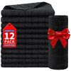 HOMERHYME Black Salon Towels, 12 Pack Bulk Hand Towels, Quick Dry Microfiber Hair Towels, Soft Absorbent Gym Towels for Working Out, Bathroom, Spa & Hair Care (Not Bleach Proof) 16'' X 27''