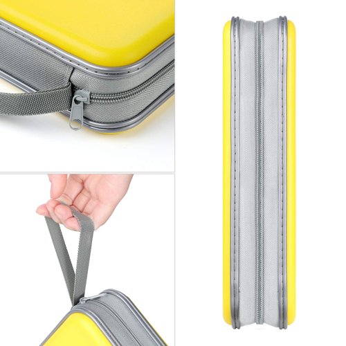 alavisxf xx CD Case, 96 Capacity Hard Plastic CD Holder Protective DVD Disc Storage Case Holder Portable Zipper CD DVD Organizer Storage Wallet for Car Home Travel (96 Capacity, Yellow)