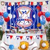 Baseball Birthday Party Decorations, 64 PCS Baseball Birthday Party Supplies Kit, Include Baseball Themed Backdrop, Happy Birthday Banner, Balloons, Cupcake, Cake Toppers