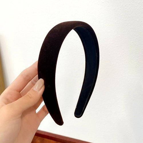 JINBUYAO Velvet Padded Headband Vintage Solid Color Hair Band Fashion and Comfortable Headwear for Women(Dark Brown)