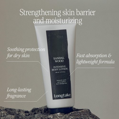 LONGTAKE Sandalwood Intensive Perfume Body Lotion 6.76 Fl OzㅣSoothing protectionㅣStrengthening skin barrier, HydratingㅣLightweight FormulaㅣNourishes with camellia oil, Canola oil, Ceramide